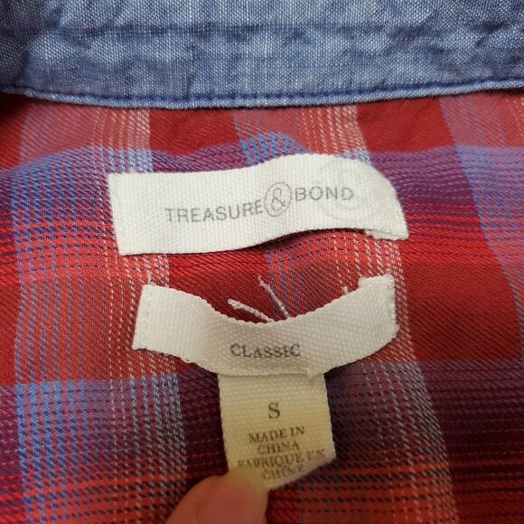 Treasure & Bond Plaid Flannel Shirt SZ Small - Picture 2 of 3